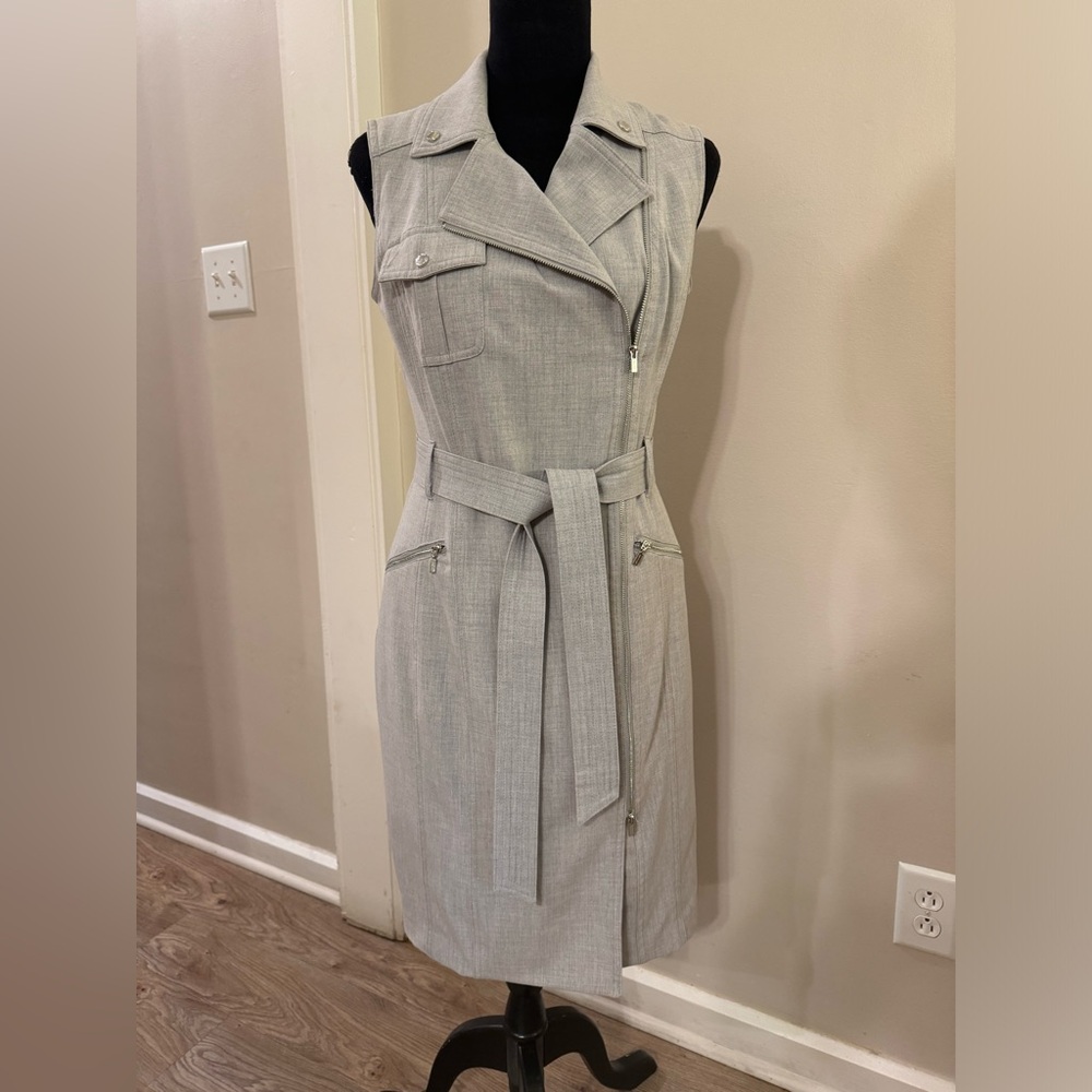 Calvin Klein Gray Wrap Sleeveless Dress